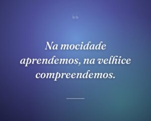 Na mocidade aprendemos, na velhice compreendemos.