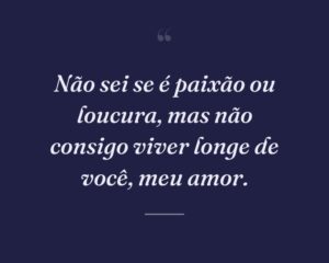 Não sei se é paixão ou loucura, mas não consigo viver longe de você, meu amor.