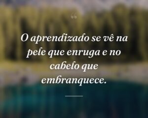 O aprendizado se vê na pele que enruga e no cabelo que embranquece.