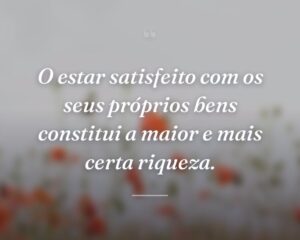 O estar satisfeito com os seus próprios bens constitui a maior e mais certa riqueza.