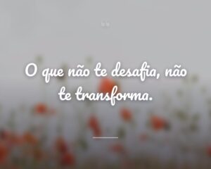 O que não te desafia, não te transforma.