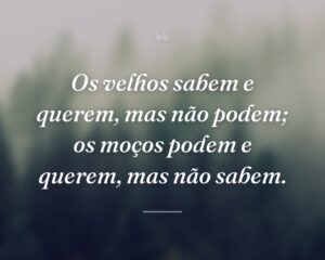 Os velhos sabem e querem, mas não podem; os moços podem e querem, mas não sabem.
