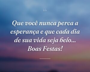 Que você nunca perca a esperança e que cada dia de sua vida seja belo... Boas Festas!