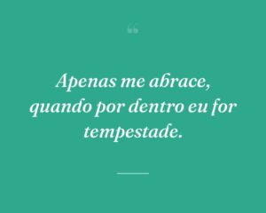 Apenas me abrace, quando por dentro eu for tempestade.