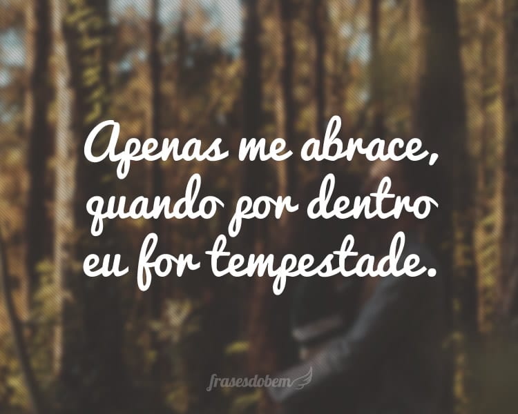 Apenas me abrace, quando por dentro eu for tempestade.