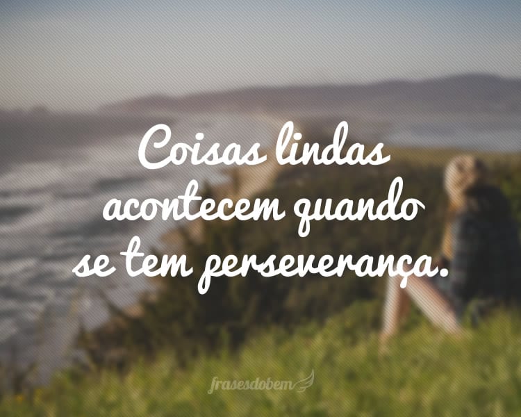 Coisas lindas acontecem quando se tem perseverança.