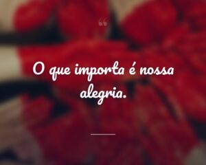 O que importa é nossa alegria.
