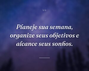 Planeje sua semana, organize seus objetivos e alcance seus sonhos.