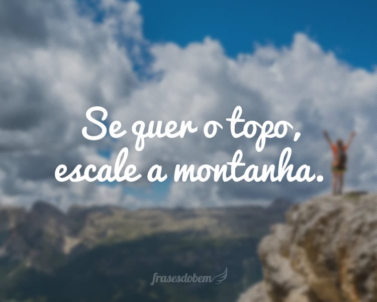 Se quer o topo, escale a montanha.