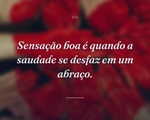 Sensação boa é quando a saudade se desfaz em um abraço.