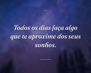 Todos os dias faça algo que te aproxime dos seus sonhos.
