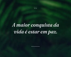 A maior conquista da vida é estar em paz.