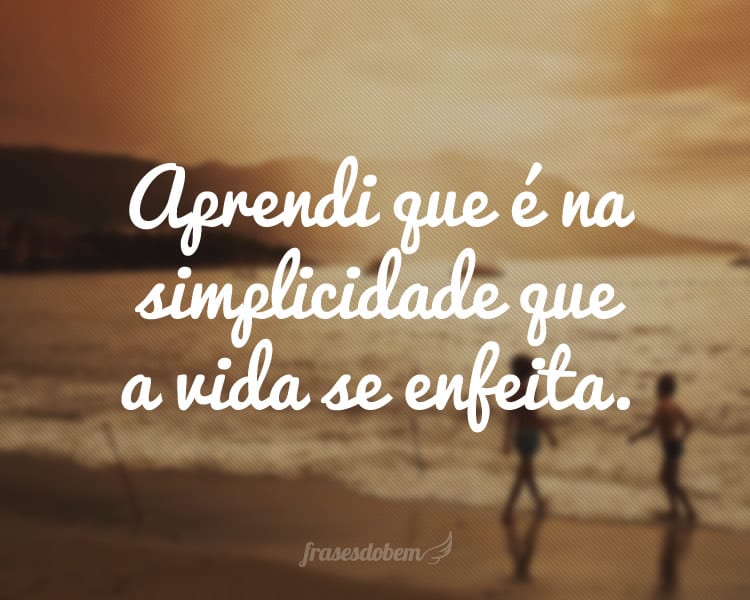 Aprendi que é na simplicidade que a vida se enfeita.