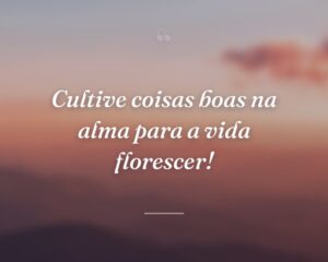 Cultive coisas boas na alma para a vida florescer!