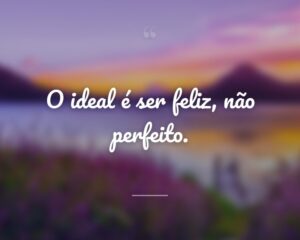 O ideal é ser feliz, não perfeito.