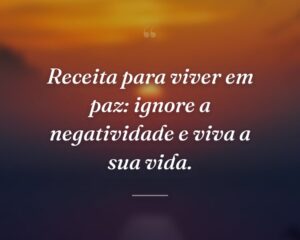 Receita para viver em paz: ignore a negatividade e viva a sua vida.