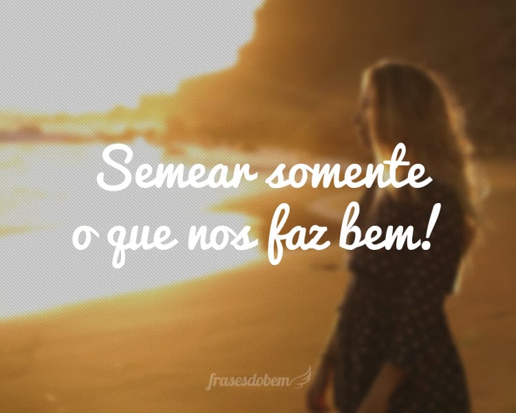 Semear somente o que nos faz bem!