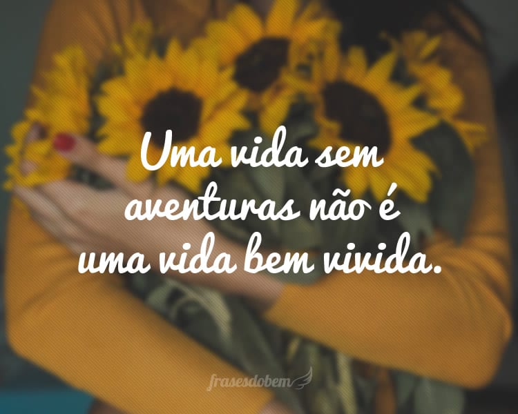 Uma vida sem aventuras não é uma vida bem vivida.