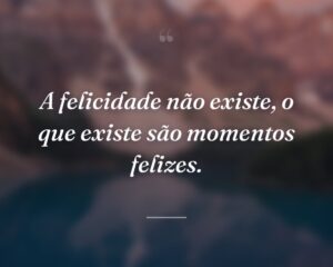 A felicidade não existe, o que existe são momentos felizes.