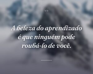 A beleza do aprendizado é que ninguém pode roubá-lo de você.