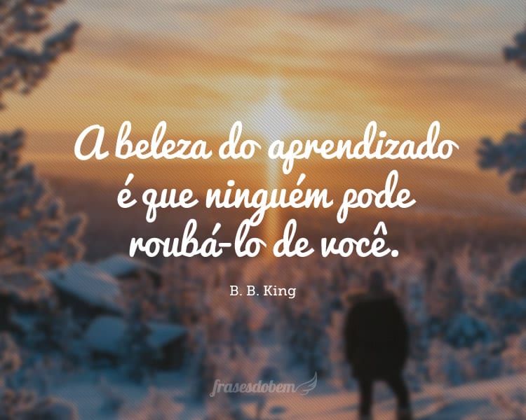 A beleza do aprendizado é que ninguém pode roubá-lo de você.