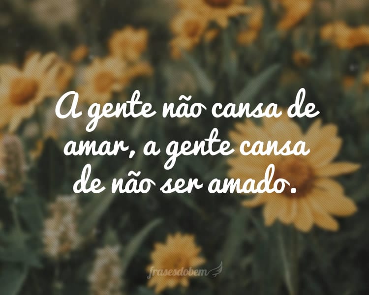 A gente não cansa de amar, a gente cansa de não ser amado.