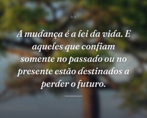 A mudança é a lei da vida. E aqueles que confiam somente no passado ou no presente estão destinados a perder o futuro.