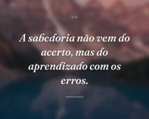 A sabedoria não vem do acerto, mas do aprendizado com os erros.