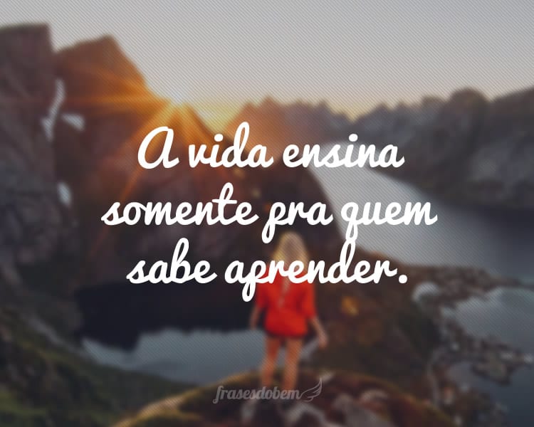 A vida ensina somente pra quem sabe aprender.