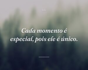 Cada momento é especial, pois ele é único.