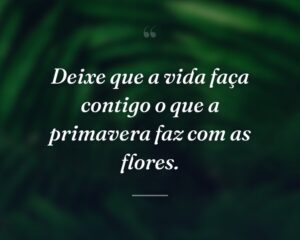 Deixe que a vida faça contigo o que a primavera faz com as flores.
