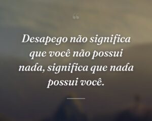 Desapego não significa que você não possui nada, significa que nada possui você.