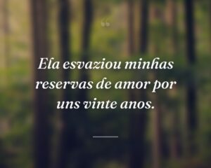 Ela esvaziou minhas reservas de amor por uns vinte anos.