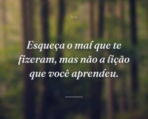 Esqueça o mal que te fizeram, mas não a lição que você aprendeu.