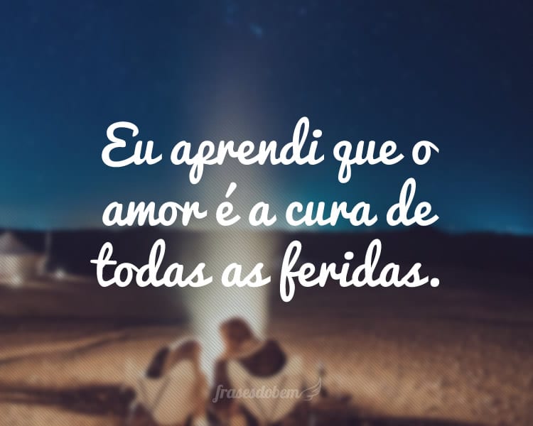 Eu aprendi que o amor é a cura de todas as feridas.