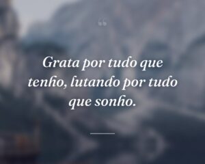 Grata por tudo que tenho, lutando por tudo que sonho.