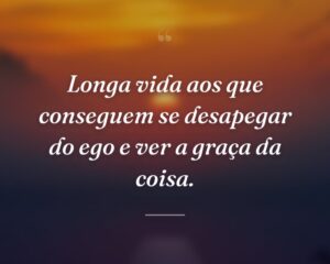 Longa vida aos que conseguem se desapegar do ego e ver a graça da coisa.