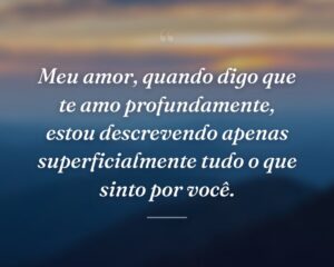 Meu amor, quando digo que te amo profundamente, estou descrevendo apenas superficialmente tudo o que sinto por você.