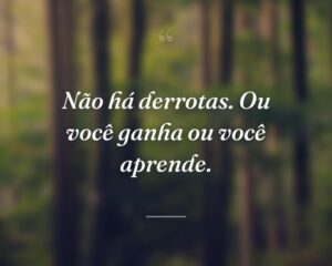 Não há derrotas. Ou você ganha ou você aprende.