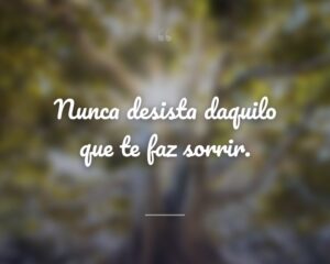Nunca desista daquilo que te faz sorrir.