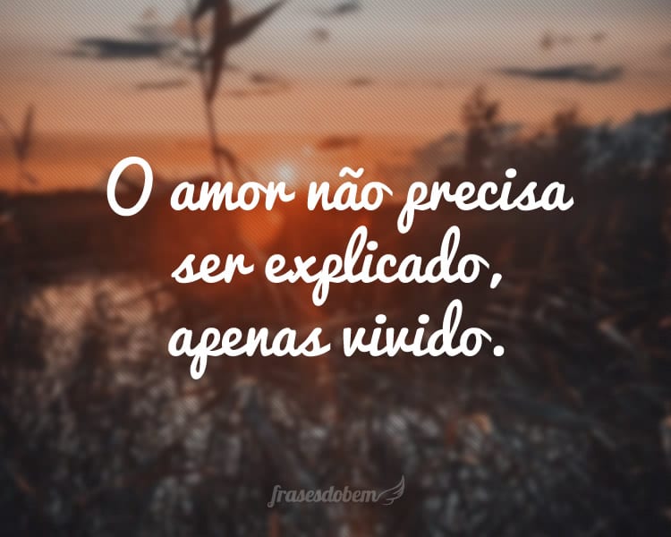 O amor não precisa ser explicado, apenas vivido.