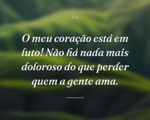 O meu coração está em luto! Não há nada mais doloroso do que perder quem a gente ama.