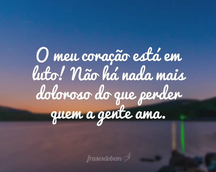 O meu coração está em luto! Não há nada mais doloroso do que perder quem a gente ama.