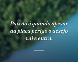 Paixão é quando apesar da placa perigo o desejo vai e entra.