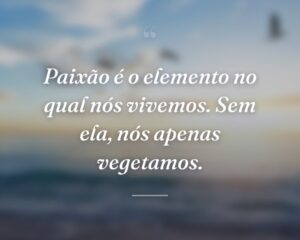 Paixão é o elemento no qual nós vivemos. Sem ela, nós apenas vegetamos.