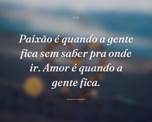Paixão é quando a gente fica sem saber pra onde ir. Amor é quando a gente fica.