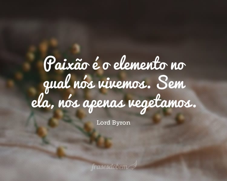 Paixão é o elemento no qual nós vivemos. Sem ela, nós apenas vegetamos.