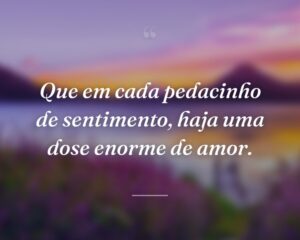 Que em cada pedacinho de sentimento, haja uma dose enorme de amor.