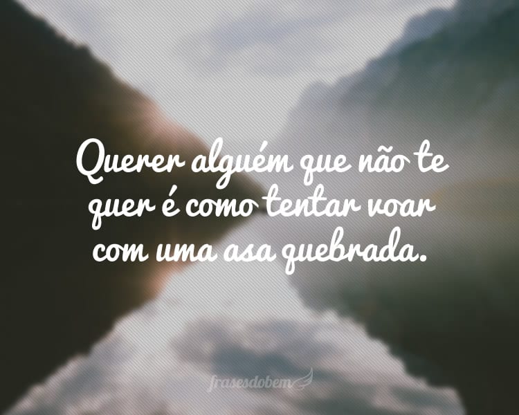 Querer alguém que não te quer é como tentar voar com uma asa quebrada.