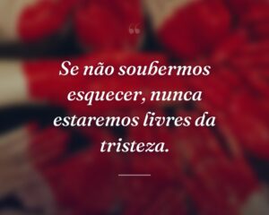 Se não soubermos esquecer, nunca estaremos livres da tristeza.